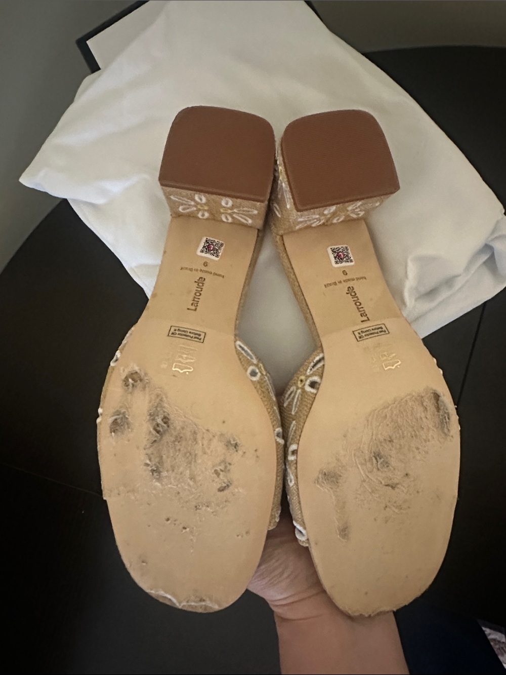 Larroude Tan Embroidered Slide Mules - Picture 5 of 7